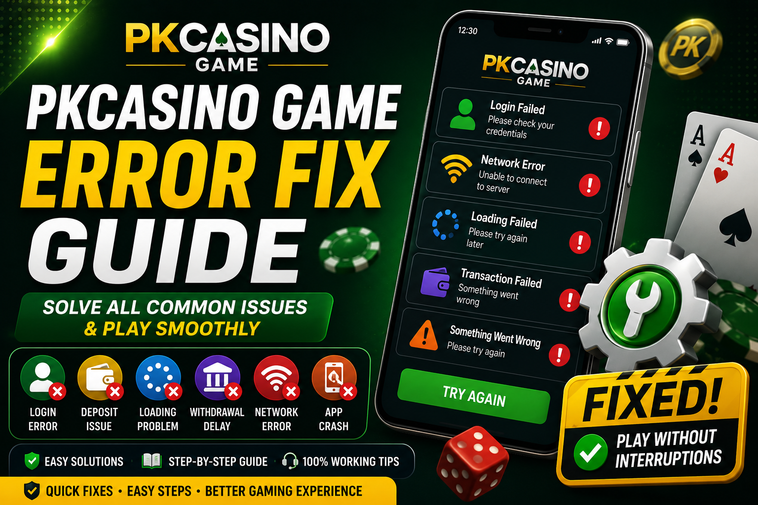 Pkcasino Game Error Fix